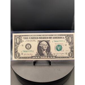 2021 $1 Fancy Serial Note – SF Federal Reserve – Repeater with Five 7s